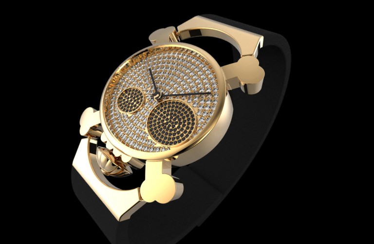 Gold And Diamonds Skull Watch