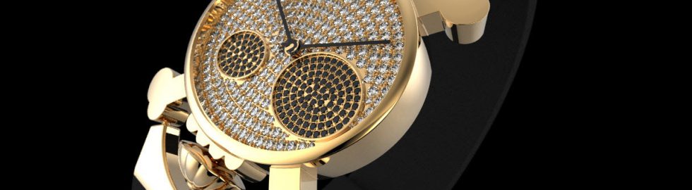Gold And Diamonds Skull Watch